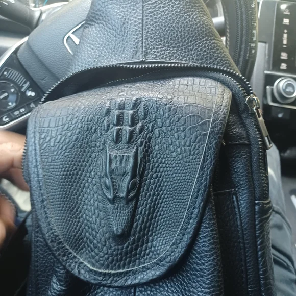 Crocodile design & leather small bag